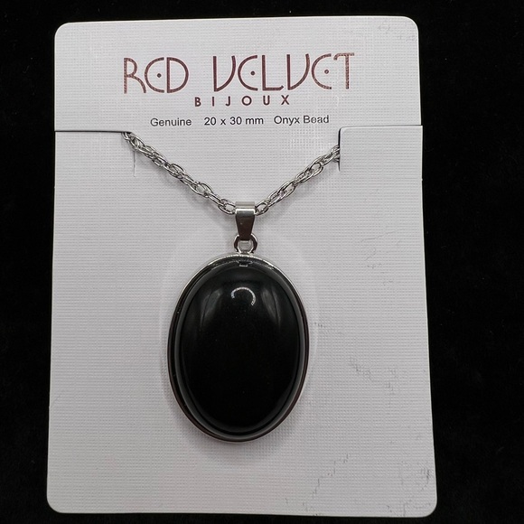 Red Velvet Bijoux Genuine Onyx Bead Necklace - Picture 1 of 1